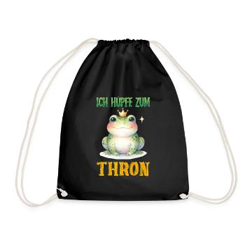 Froschkostüm ICH HÜPFE ZUM THRON Lustiges - Turnbeutel - Schwarz - Vorne
