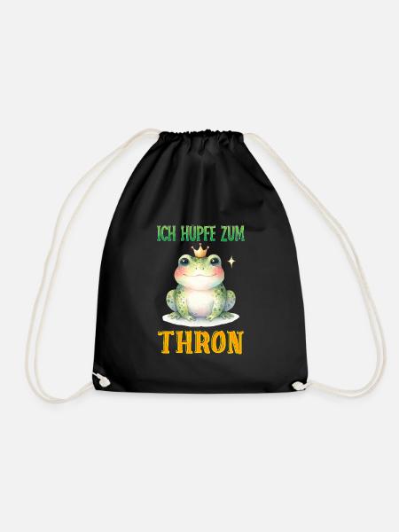 Froschkostüm ICH HÜPFE ZUM THRON Lustiges - Turnbeutel - Schwarz