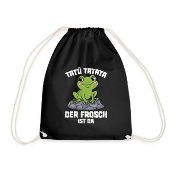 Faschings Kostüm TATÜ TATATA DER FROSCH IST DA - Turnbeutel - Schwarz - Vorne