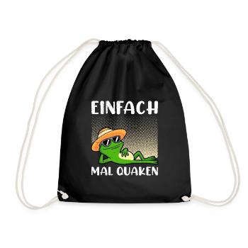 Frosch Kostüm EINFACH MAL QUAKEN Lustiges Fasching - Turnbeutel - Schwarz - Vorne