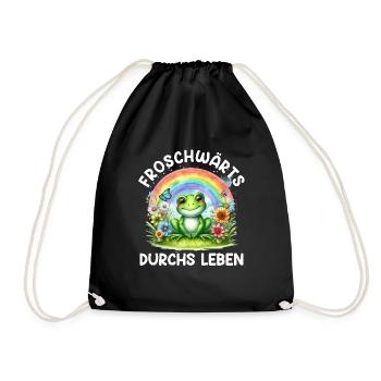 Froschkostüm FROSCHWÄRTS DURCHS LEBEN Lustiges - Turnbeutel - Schwarz - Vorne