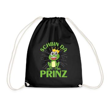 Karneval Kostüm Party SCHBIN DA PRINZ Lustiges - Turnbeutel - Schwarz - Vorne