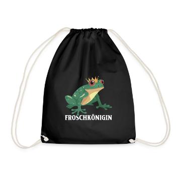 Karneval FROSCHKÖNIGIN Lustiges Frosch Kostüm - Turnbeutel - Schwarz - Vorne