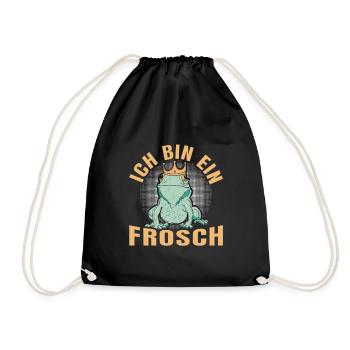 Karneval Party ICH BIN EIN FROSCH Lustiges - Turnbeutel - Schwarz - Vorne