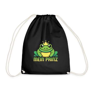 Karneval Party Männer MEIN PRINZ Lustiges Frosch - Turnbeutel - Schwarz - Vorne