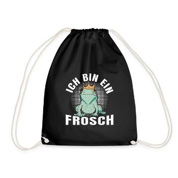 Karneval Party ICH BIN EIN FROSCH Lustiges - Turnbeutel - Schwarz - Vorne