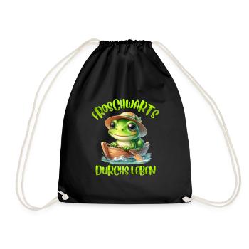 Froschkostüm FROSCHWÄRTS DURCHS LEBEN Lustiges - Turnbeutel - Schwarz - Vorne
