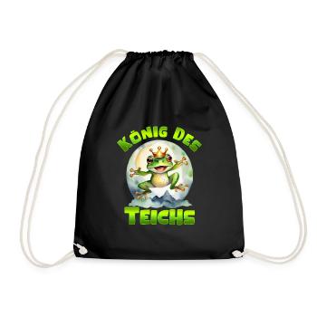 Froschkostüm KÖNIG DES TEICHS Lustiges Karneval - Turnbeutel - Schwarz - Vorne