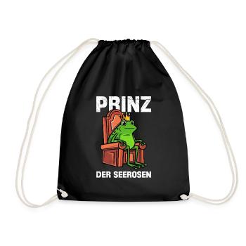 Faschings Frosch PRINZ DER SEEROSEN Lustiges - Turnbeutel - Schwarz - Vorne