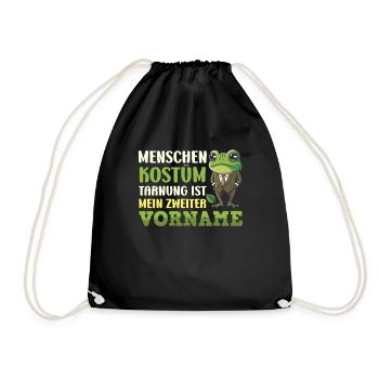 Froschkostüm MENSCHEN KOSTÜM TARNUNG MEIN VORNAME - Turnbeutel - Schwarz - Vorne