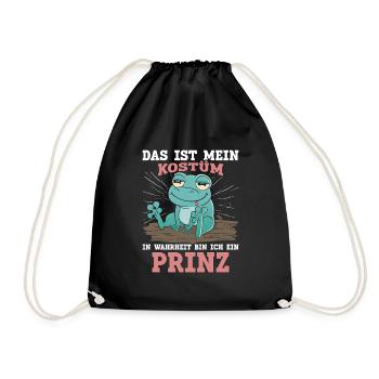 Froschkostüm DAS IST MEIN KOSTÜM BIN EIN PRINZ - Turnbeutel - Schwarz - Vorne