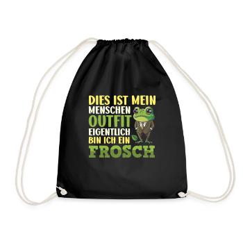 Faschings Kostüm DIES IST MEIN MENSCHEN OUTFIT - Turnbeutel - Schwarz - Vorne