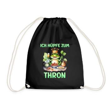 Froschkostüm ICH HÜPFE ZUM THRON Lustiges - Turnbeutel - Schwarz - Vorne