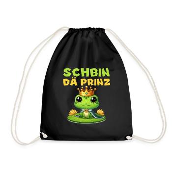 Karneval Kostüm SCHBIN DÄ PRINZ Lustiges - Turnbeutel - Schwarz - Vorne