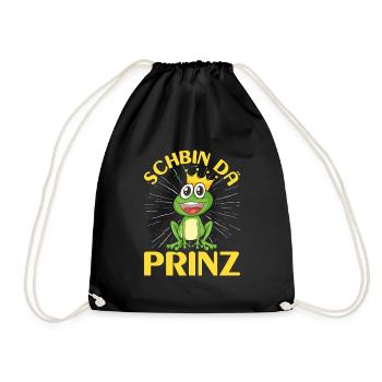 Karneval Kostüm Party SCHBIN DA PRINZ Lustiges - Turnbeutel - Schwarz - Vorne