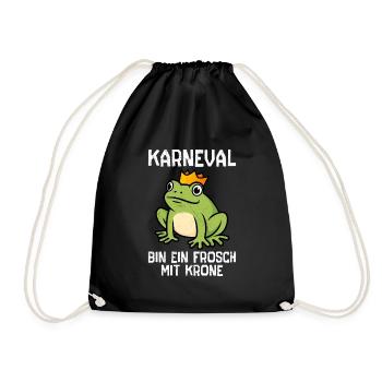 KARNEVAL BIN EIN FROSCH MIT KRONE Lustiges Frosch - Turnbeutel - Schwarz - Vorne