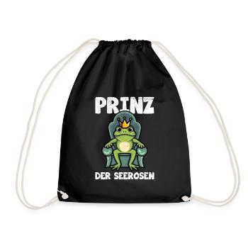 Faschings Frosch PRINZ DER SEEROSEN Lustiges - Turnbeutel - Schwarz - Vorne