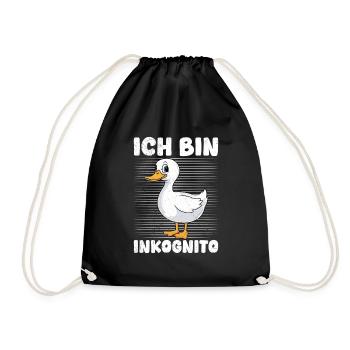 Faschings Ente ICH BIN INCOGNITO Lustiges Karneval - Turnbeutel - Schwarz - Vorne