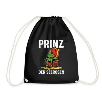 Faschings Frosch PRINZ DER SEEROSEN Lustiges - Turnbeutel - Schwarz - Vorne