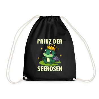 Karneval Kostüm PRINZ DER SEEROSE Frosch - Turnbeutel - Schwarz - Vorne