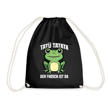 Faschings Kostüm TATÜ TATATA DER FROSCH IST DA - Turnbeutel - Schwarz - Vorne