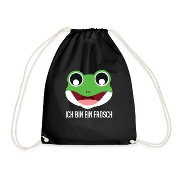 Froschkostüm ICH BIN EIN FROSCH Karneval - Turnbeutel - Schwarz - Vorne