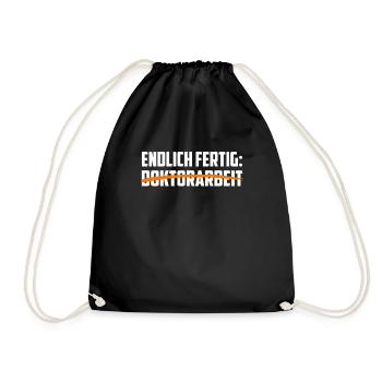 Doktortitel ENDLICH FERTIG DOKTORARBEIT GESCHAFFT - Turnbeutel - Schwarz - Vorne