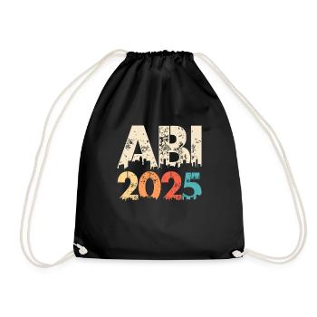 ABI 2025 Abitur Abschluss Lustiges Abiturienten - Turnbeutel - Schwarz - Vorne