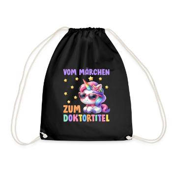 Dissertation VOM MÄRCHEN ZUM DOKTORTITEL Lustig - Turnbeutel - Schwarz - Vorne