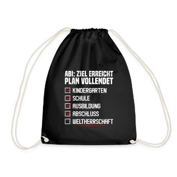 Abitur ABI ZIEL ERREICHT PLAN VOLLENDET Lustiges - Turnbeutel - Schwarz - Vorne