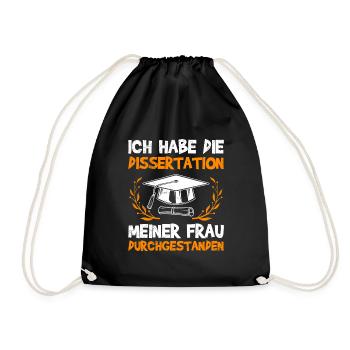 Ehemann DIE DISSERTATION MEINER FRAU Lustig - Turnbeutel - Schwarz - Vorne