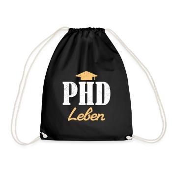 Doktorand PH.D LEBEN Doktortitel Lustiges - Turnbeutel - Schwarz - Vorne