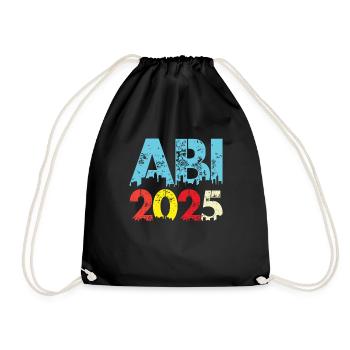 ABI 2025 Abitur Abschluss Lustiges Abiturienten - Turnbeutel - Schwarz - Vorne