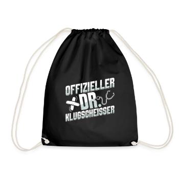 Doktortitel OFFIZIELLER DR. KLUGSCHEIßER Lustiges - Turnbeutel - Schwarz - Vorne