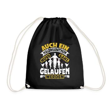 Läufer AUCH EIN HALBMARATHON MUSS GELAUFEN WERDEN - Turnbeutel - Schwarz - Vorne