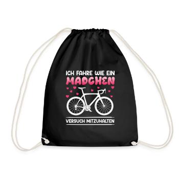 Radfahrerin FAHRE WIE EIN MÄDCHEN Lustiges - Turnbeutel - Schwarz - Vorne