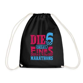 Läufer DIE 6 STUFEN EINES MARATHONS Laufen Lustig - Turnbeutel - Schwarz - Vorne