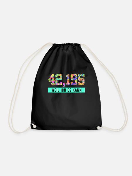Läufer 42.195 WEIL ICH ES KANN Laufen Lustiges - Turnbeutel - Schwarz