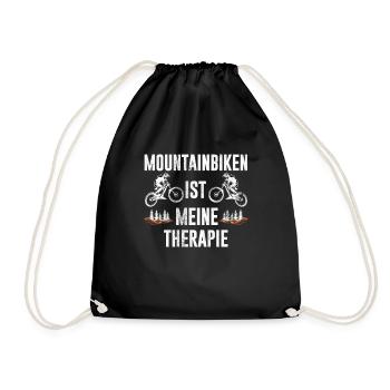MOUNTAINBIKEN IST MEINE THERAPIE MTB Lustiges - Turnbeutel - Schwarz - Vorne