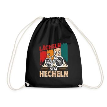Elektro Fahrrad LÄCHELN STATT HECHELN Lustiges - Turnbeutel - Schwarz - Vorne