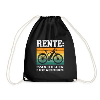 Opa RENTE ESSEN SCHLAFEN E-BIKE WIEDERHOLEN Lustig - Turnbeutel - Schwarz - Vorne