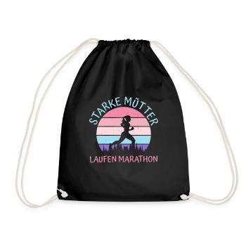 Mama STARKE MÜTTER LAUFEN MARATHON Lustiges - Turnbeutel - Schwarz - Vorne