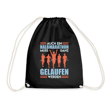 Läufer AUCH HALBMARATHON MUSS GELAUFEN WERDEN - Turnbeutel - Schwarz - Vorne