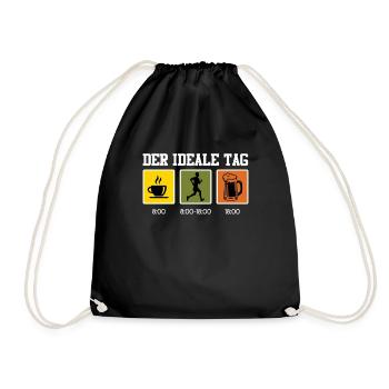 Läufer DER IDEALE TAG Laufen Lustiges - Turnbeutel - Schwarz - Vorne