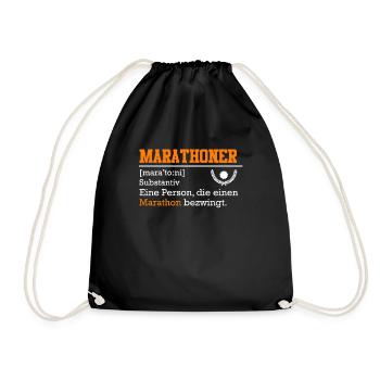 Läufer MARATHONI Laufen Lustiges Marathon - Turnbeutel - Schwarz - Vorne