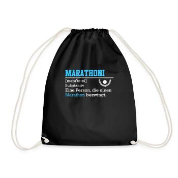 Läufer MARATHONI Laufen Lustiges Marathon - Turnbeutel - Schwarz - Vorne