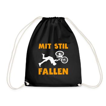 Radfahren MIT STIL FALLEN Radler Lustiges - Turnbeutel - Schwarz - Vorne