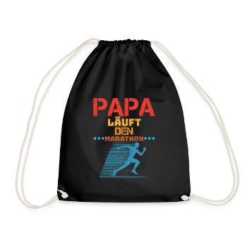 Läufer PAPA LÄUFT DEN MARATHON Laufen Lustiges - Turnbeutel - Schwarz - Vorne