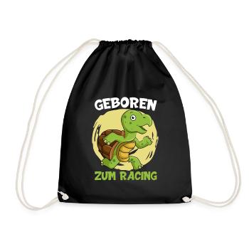 Läufer GEBOREN ZUM RACING Laufen Lustiges - Turnbeutel - Schwarz - Vorne