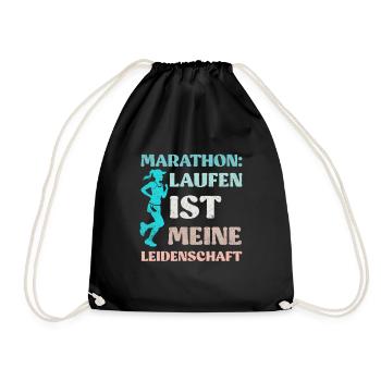 Läuferin MARATHON LAUFEN IST MEINE LEIDENSCHAFT - Turnbeutel - Schwarz - Vorne
